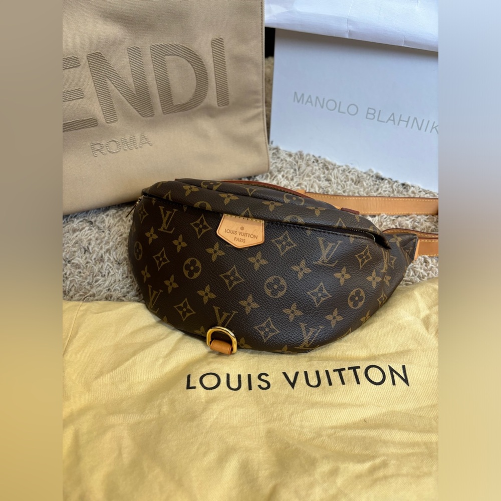 Louis Vuitton Brown Monogram Crossbody Belt Bag with Tan Trim